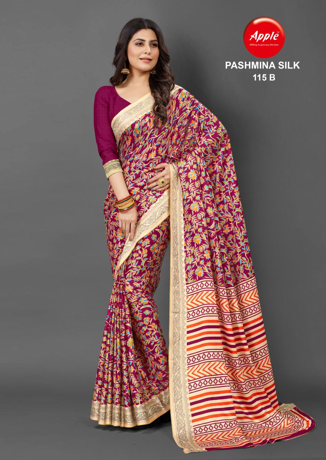 Apple Pashmina Silk 115 Fancy Ethnic Wear Wholesale Designer Sarees Catalog